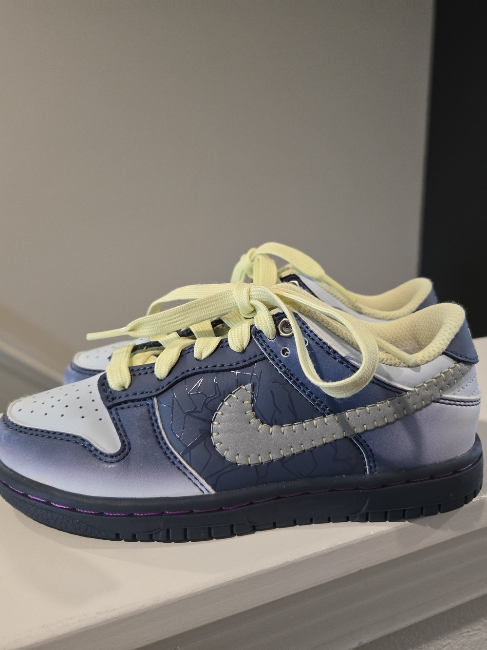 Nike Kids' Blue and Yellow Low-Top Sneakers Size 12